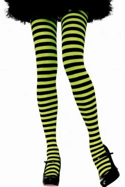 Leg Avenue Black And Lime Green Striped Pantyhose -Cheap Hosiery Store unnamed file 1265
