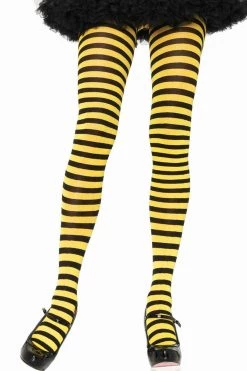 Leg Avenue Black And Yellow Striped Pantyhose
