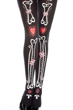 Music Legs Bone And Heart Print Pantyhose -Cheap Hosiery Store unnamed file 1389