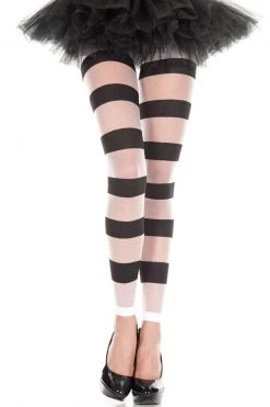 Music Legs Sheer Striped Footless Leggings
