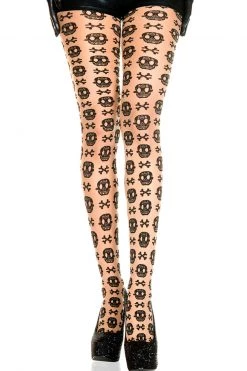 Music Legs Skull And Crossbones Pantyhose