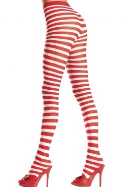 Be Wicked Red And White Striped Tights