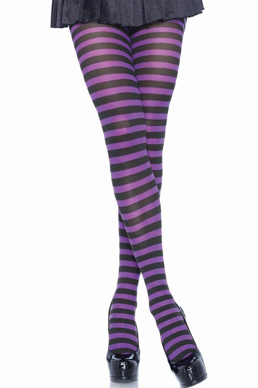 Leg Avenue Black And Purple Striped Pantyhose 3 Leg Avenue Black And Purple Striped Pantyhose