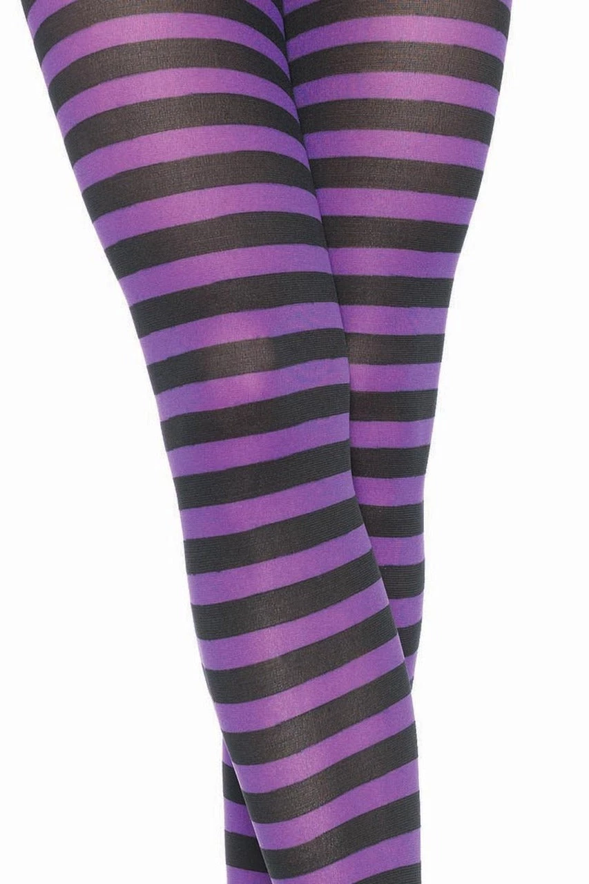 Leg Avenue Black And Purple Striped Pantyhose 4 Leg Avenue Black And Purple Striped Pantyhose - Image 2
