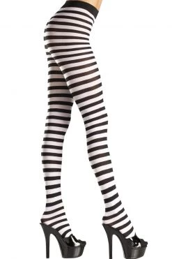 Be Wicked Black And White Striped Tights