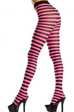 Be Wicked Black And Neon Pink Striped Tights