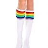 Music Legs White Knee High Socks With Rainbow Stripes -Cheap Hosiery Store unnamed file 1662