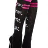 Music Legs Black Knee High Stockings With Pink Skulls -Cheap Hosiery Store unnamed file 1671