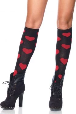 Leg Avenue Heart Print Knee Highs