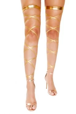 Roma Costume Gold Metallic Leg Wraps