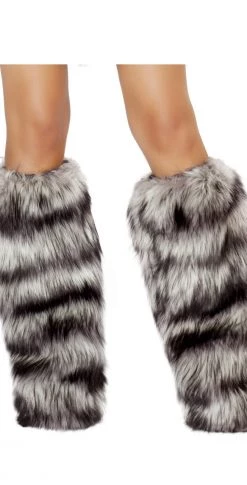 Roma Costume Black And Grey Furry Leg Warmers -Cheap Hosiery Store unnamed file 1752