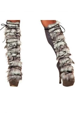 Roma Costume Suede And Fur Leg Warmers