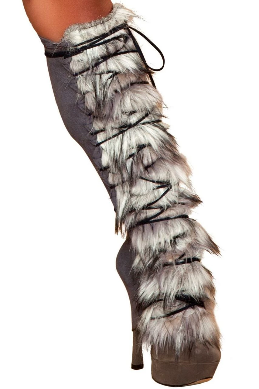 Roma Costume Suede And Fur Leg Warmers 4 Roma Costume Suede And Fur Leg Warmers - Image 2