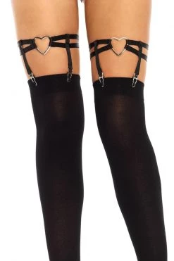Leg Avenue Dual Strap & Metal Hearts Thigh High Leg Harnesses