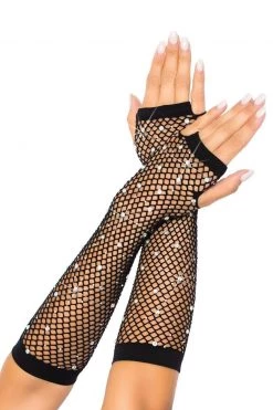 Leg Avenue Rhinestone Fishnet Arm Warmers