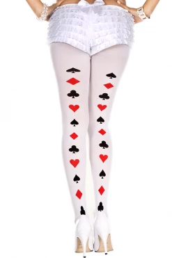 Music Legs Poker Cards Backseam Pantyhose