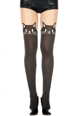 Music Legs Kitty Face Pantyhose