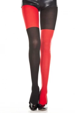 Music Legs Red And Black Mismatch Pantyhose