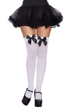 Dreamgirl Bow Top Opaque Stockings -Cheap Hosiery Store unnamed file 299