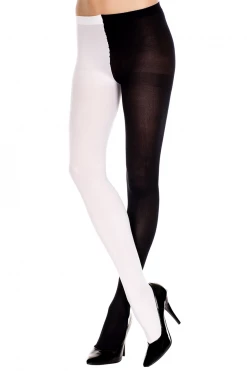 Music Legs Black And White Opaque Jester Pantyhose