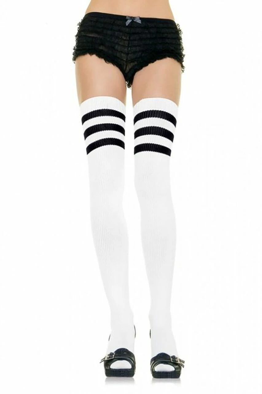 Leg Avenue Striped Thigh High Stockings 3 Leg Avenue Striped Thigh High Stockings