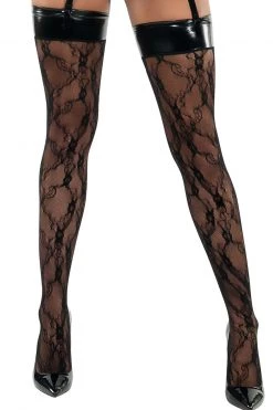 Starline Vinyl Top Lace Thigh Highs