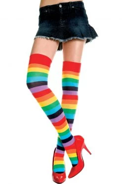 Music Legs Acrylic Rainbow Thigh Highs