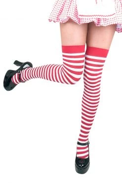Charades Red And White Striped Stockings