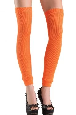 Be Wicked Orange Acrylic Thigh High Leg Warmers