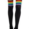 Music Legs Black Thigh High Sock Stockings With Rainbow Stripes -Cheap Hosiery Store unnamed file 869
